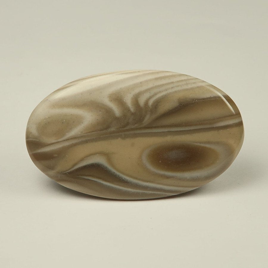 Striped flint palm stone — banded cream, taupe and brown swirls