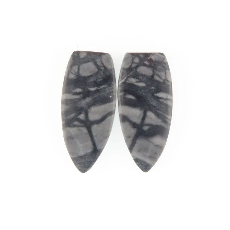 Picasso jasper cabochons — grey with black abstract linework